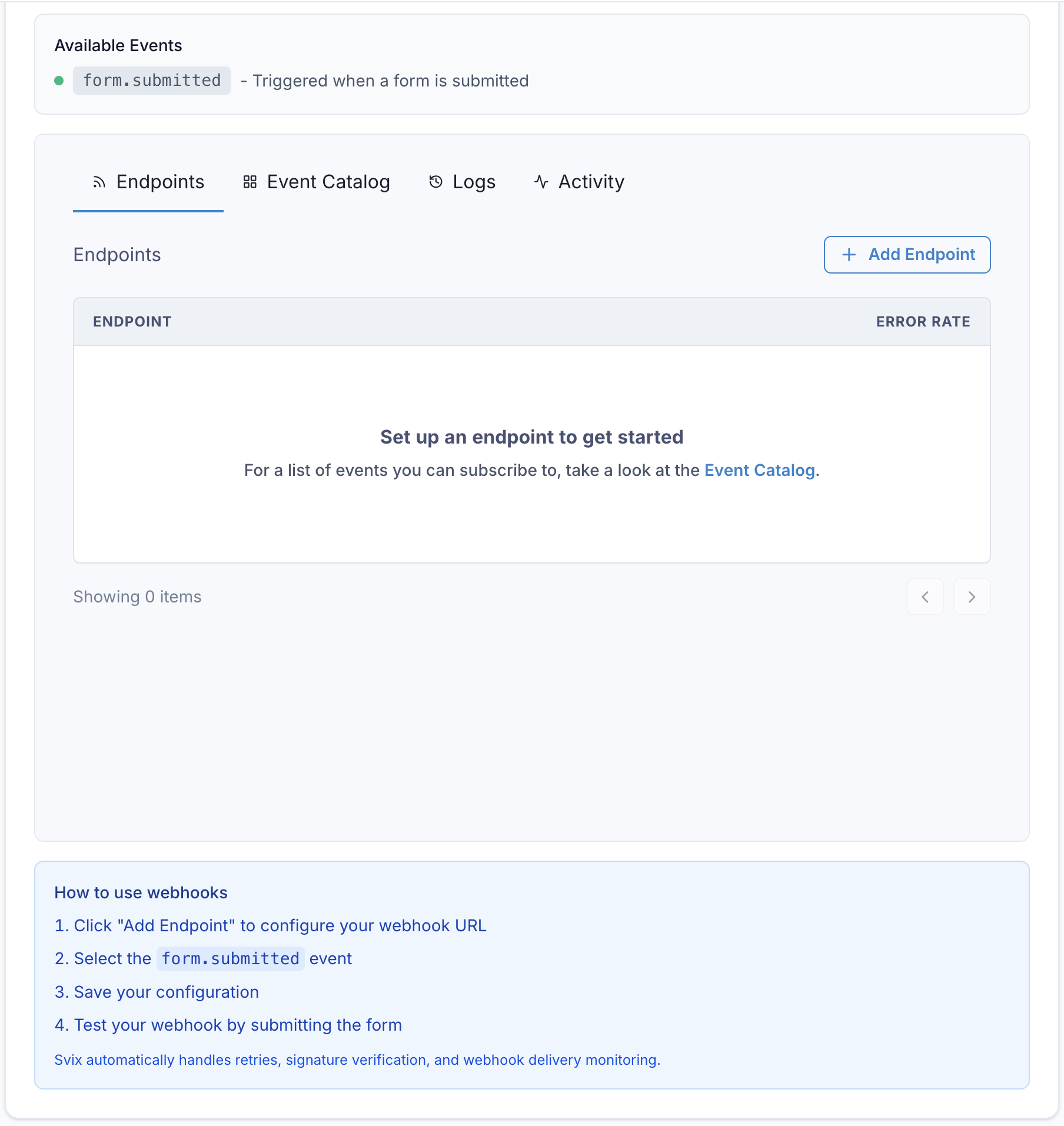 Webhooks screenshot